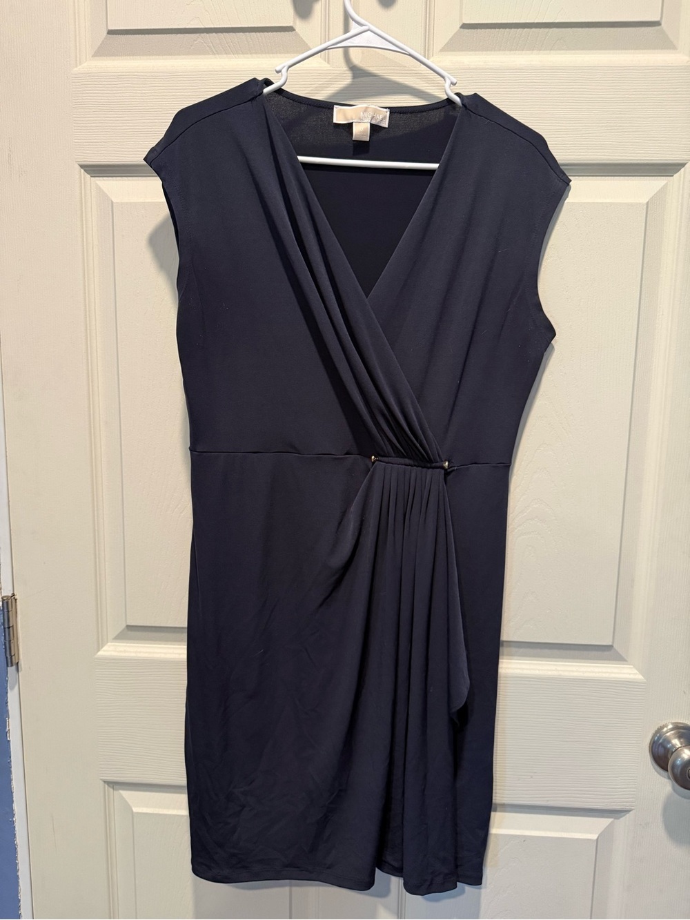 MICHAEL Michael Kors Navy Draped Faux-Wrap Dress